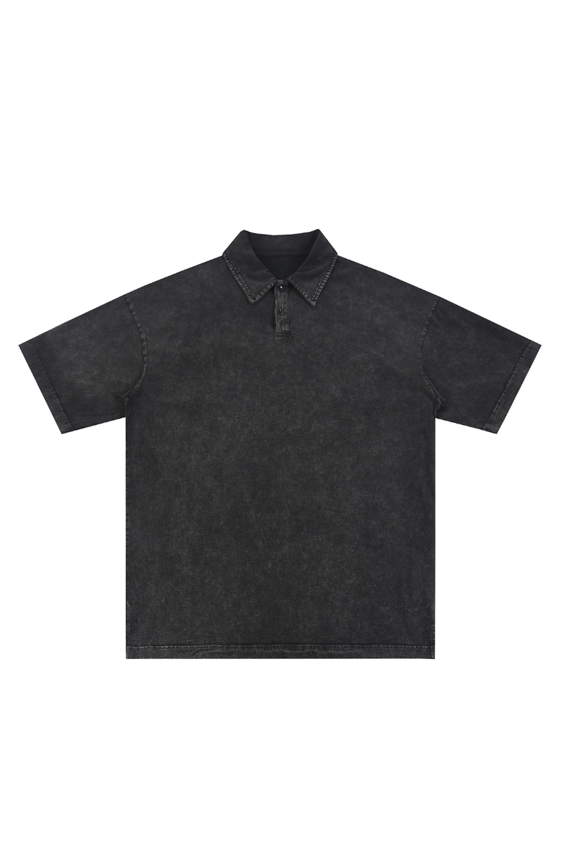 Men's 100% Cotton Snow Washed Vintage Short Sleeve Polo Shirt