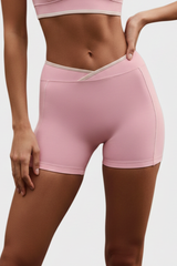 Women's Nude Mid-Waist Color Sports Shorts