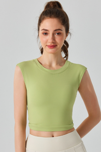 Women's Bare Feel Twist Open Back Cropped Sport T-shirt