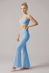 Women's Deep V Cross‑Back Bra And Flare Pant Pilates Set