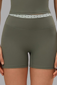 Women's Polka Dot High Waist No Front Line Workout Shorts
