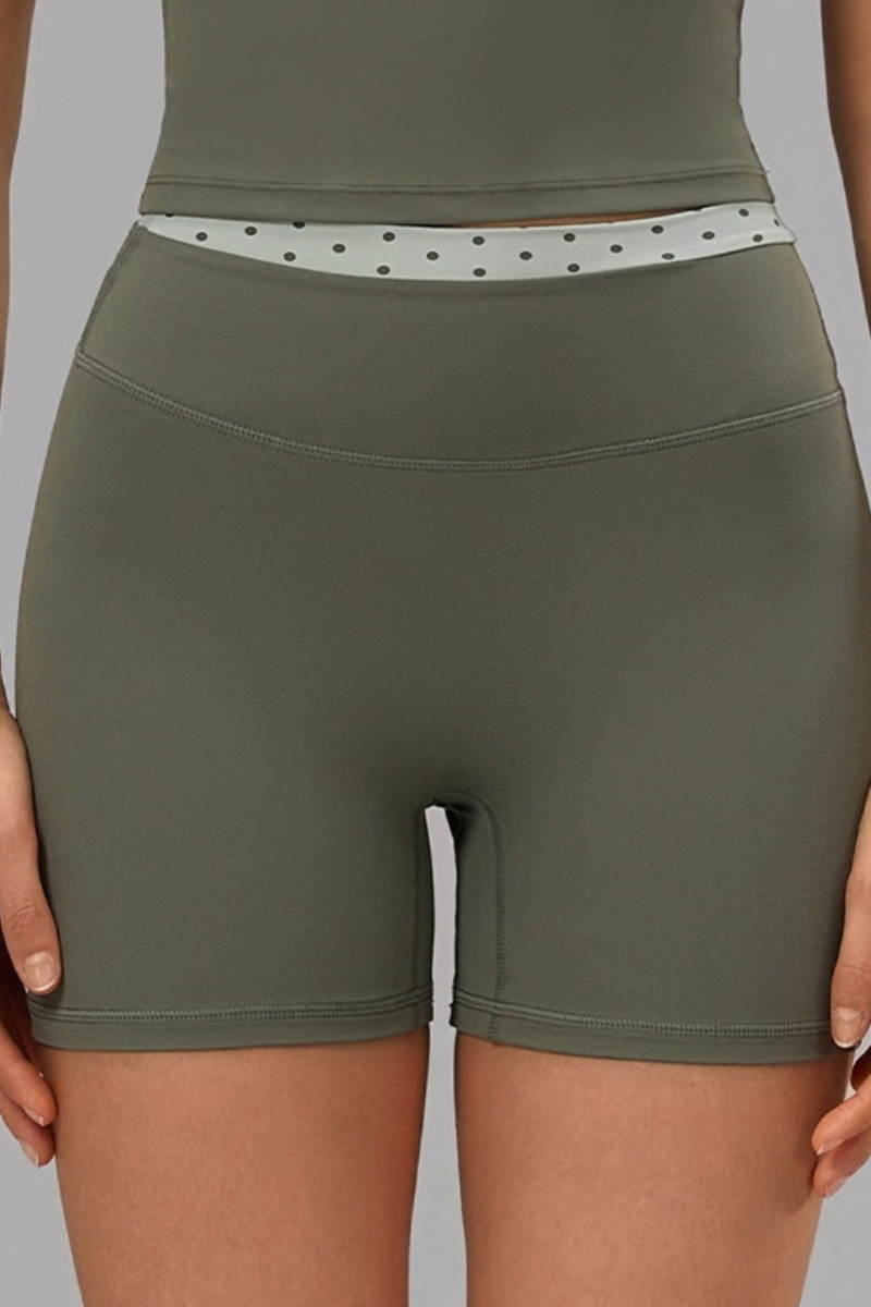 Women's Polka Dot High Waist No Front Line Workout Shorts