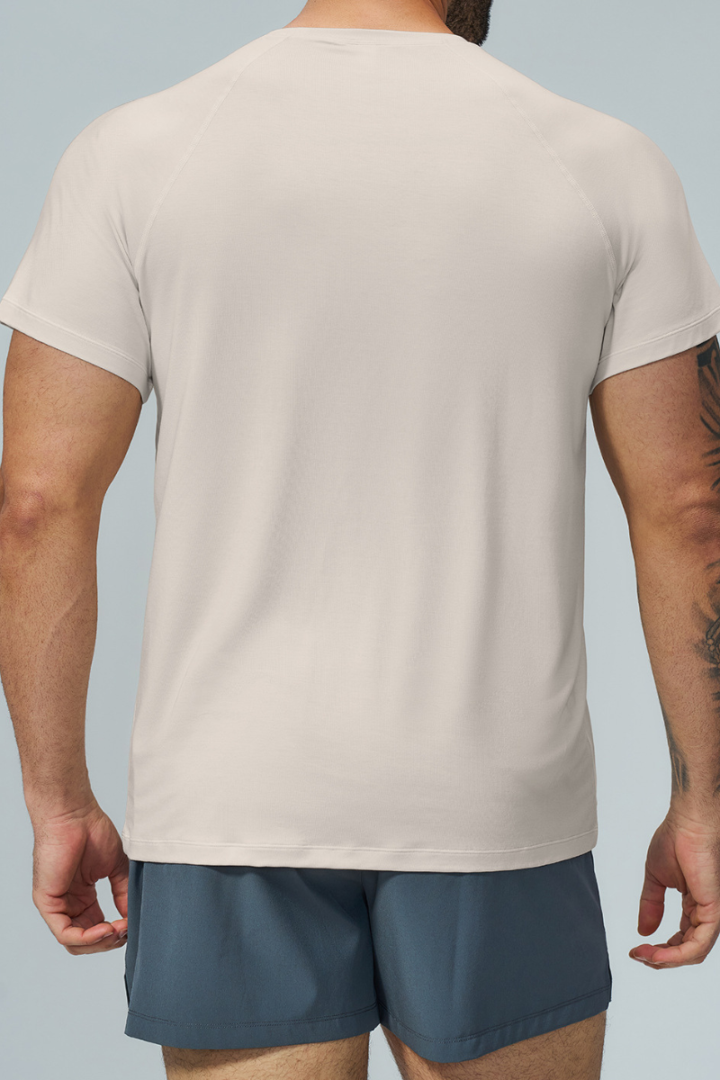 Men Raglan Crew Neck Sports Short Sleeve T Shirt