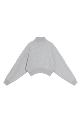 Women's Fall Boutique Style Balloon Sleeves Cropped Mock Neck Sweatshirt