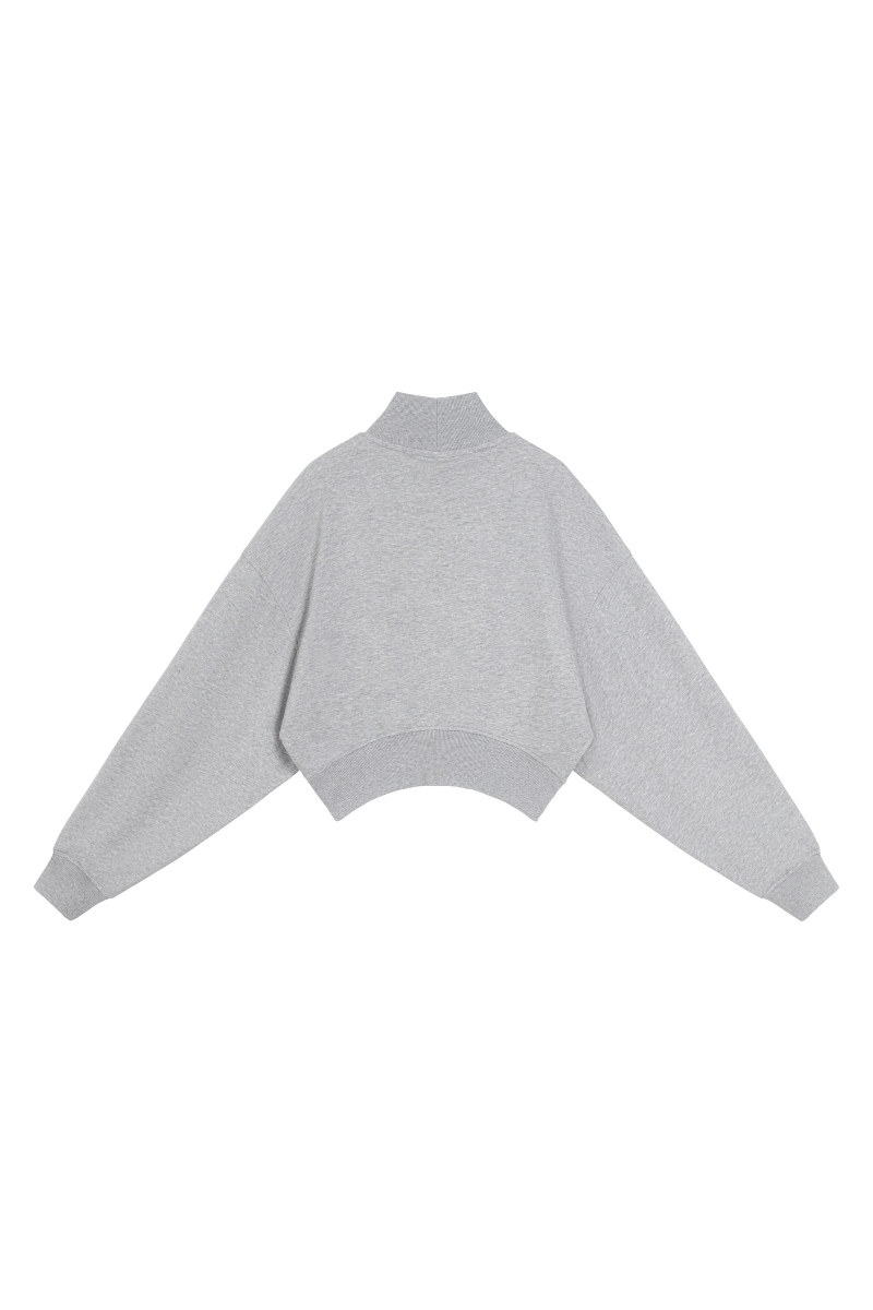Women's Fall Boutique Style Balloon Sleeves Cropped Mock Neck Sweatshirt
