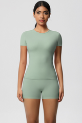 Women Yoga Set: Quick Dry Breathable Short Sleeve + Shorts