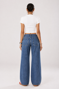 Women's Fall High-Waisted Heavyweight Loose Wide-leg Jeans