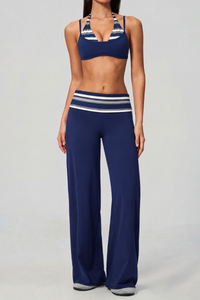 Women's Fall Vintage Fake Two Piece Bra & Yoga Pants Set
