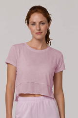 Women's Summer Crew Neck Athletic Cropped Solid Tee