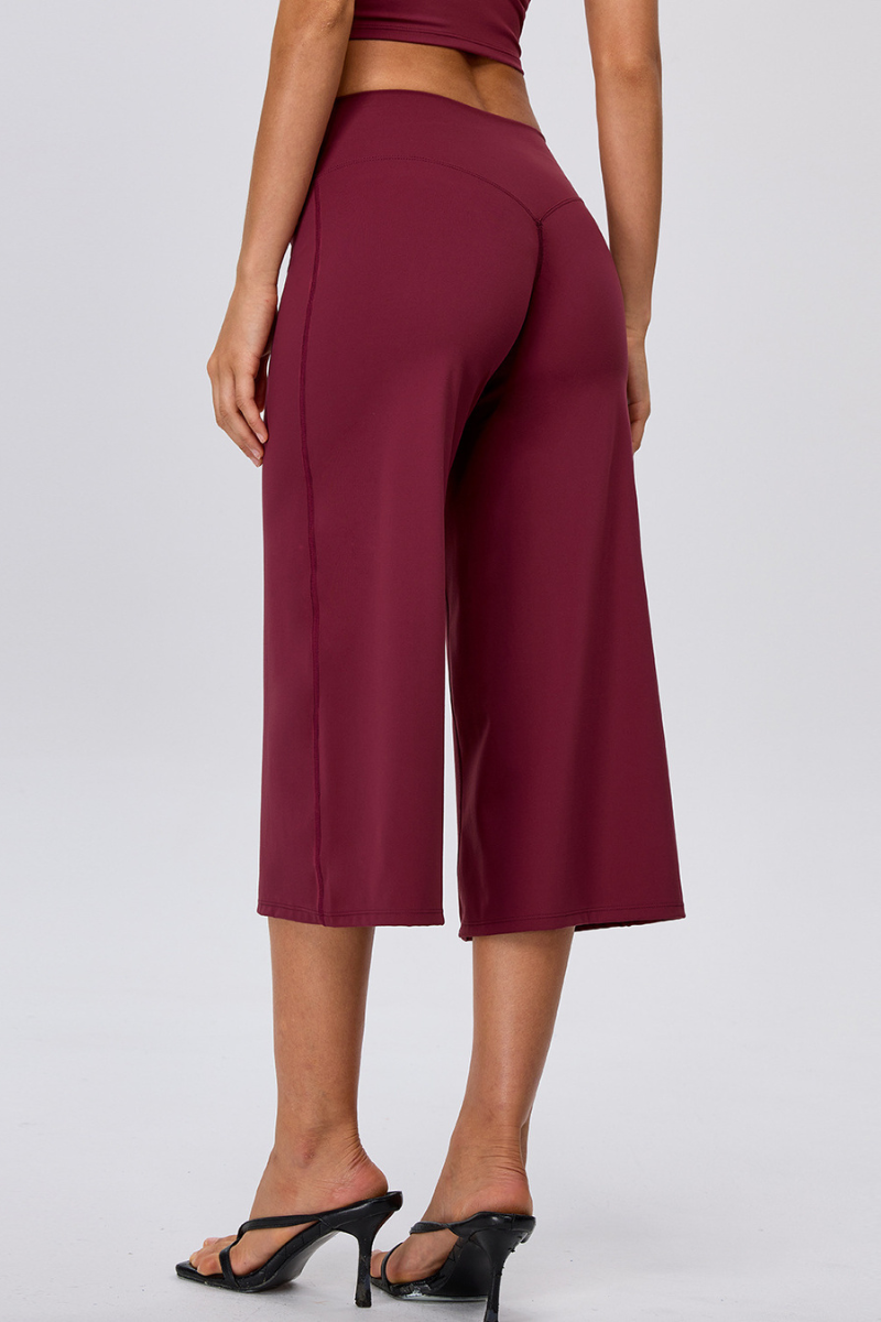 Women's No Front Seam Wide-Leg Cropped Yoga Pants