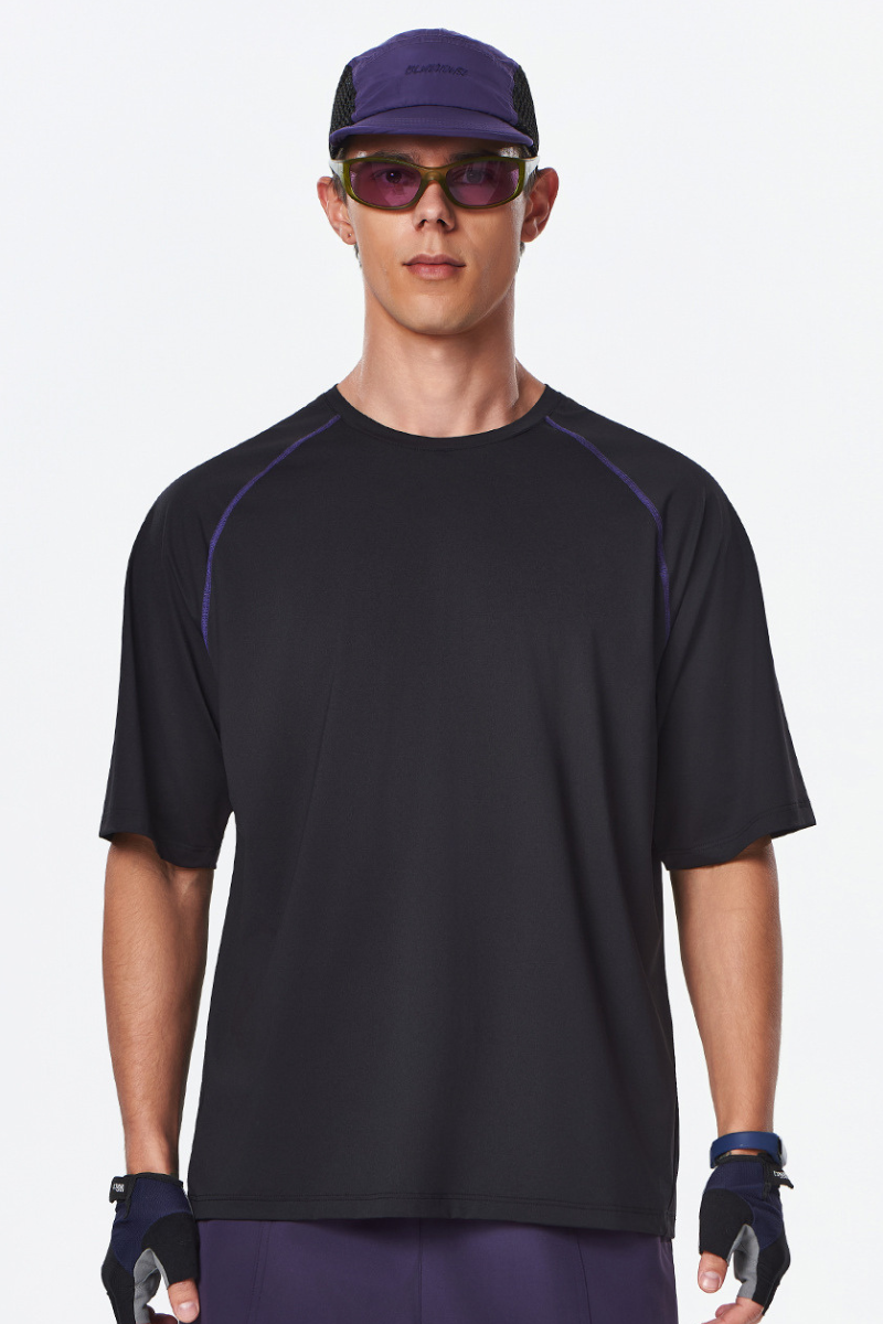 Men's Outdoor Striped Color-Block Relaxed Quick Dry T-Shirt
