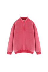 Unisex Fall Vintage Fleece Washed 1/4 Zip Mockneck Sweatshirt