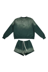 Women's Gradient Mock Neck Sweatshirt And Shorts 2 Piece Set