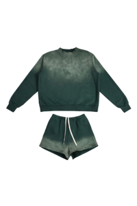 Women's Gradient Mock Neck Sweatshirt And Shorts 2 Piece Set