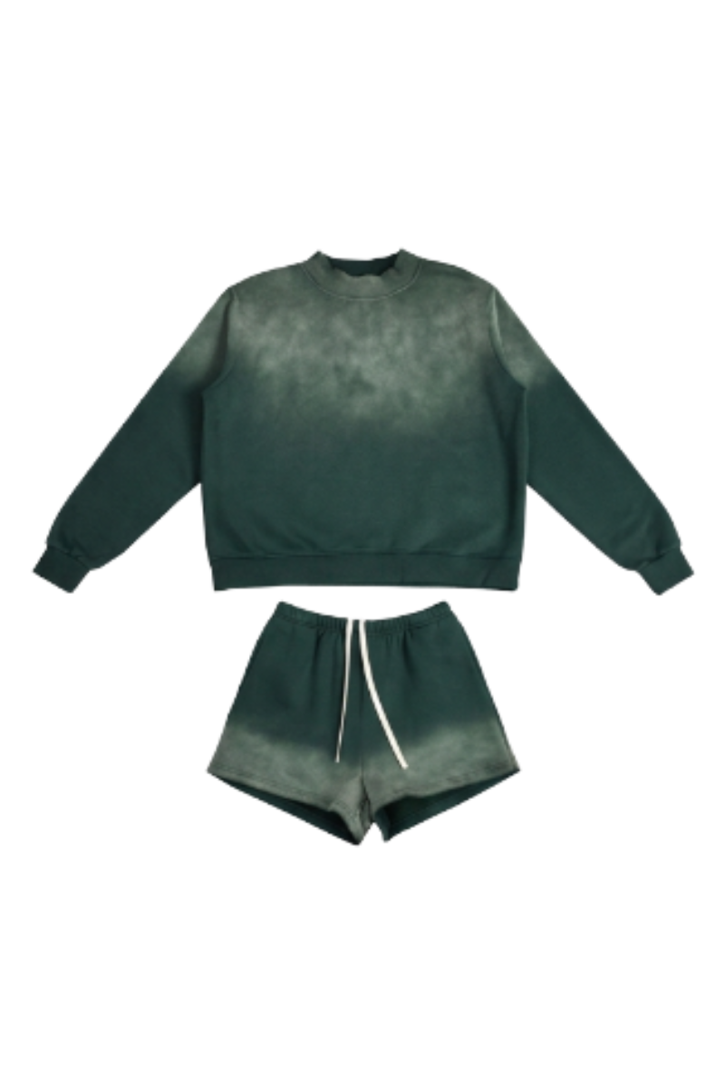 Women's Gradient Mock Neck Sweatshirt And Shorts 2 Piece Set