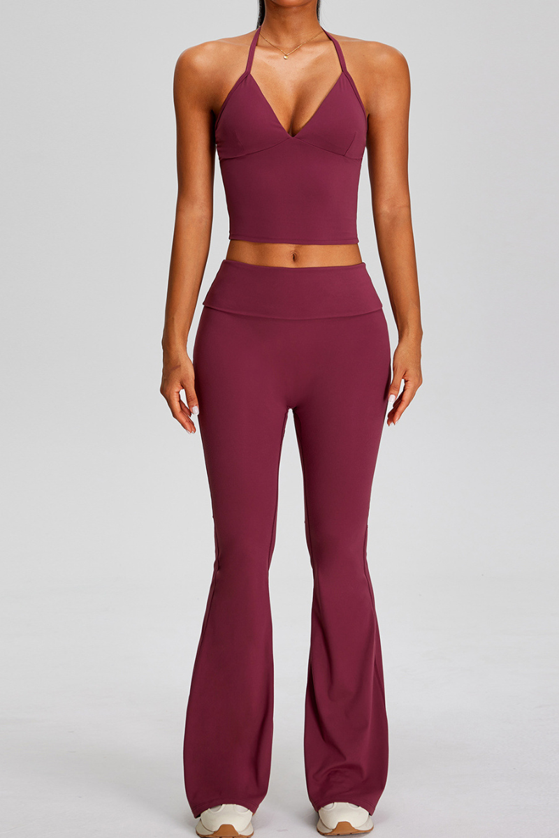Women's Sets:Halter Tank Top And Pleated Flare Pants