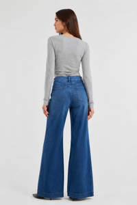 Women's Fall High Waist Wide Leg Flare Jeans