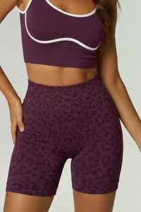 Women's Vintage Leopard Print High Waist Seamless Yoga Short