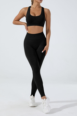 Women’s Athletic Seamless Set:U-neck Bra And Leggings