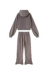 Unisex Fall Vintage Washed Distressed Jacket & Sweatpant Set