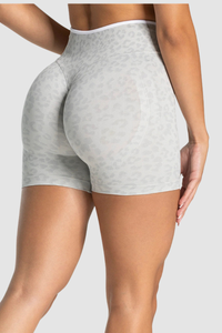 Women's Seamless Contrast Leopard Print Sports Yoga Shorts