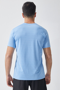 Men Stripe Quick Dry Athletic Short Sleeve T-Shirt