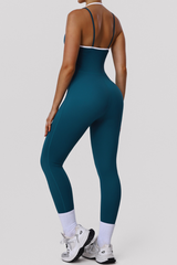 Women's Color-Blocked Spaghetti-Strap Backless Jumpsuit