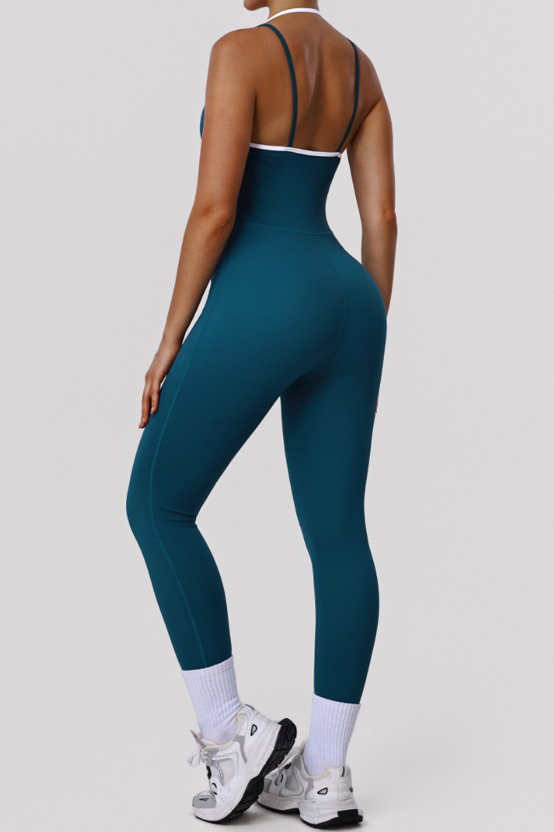 Women's Color-Blocked Spaghetti-Strap Backless Jumpsuit