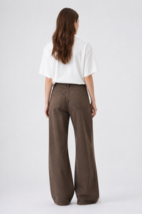 Women's Fall Non-Stretch Brown Loose Fit Wide Leg Jeans