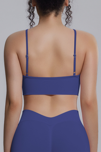 Women's Seamless Knit Solid Color Triangle Cup Sports Bra