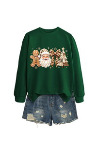 Women's Fall Christmas Santa Bow Printed Multicolor Pullover