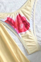 Women's Floral Triangle Cup Halter 3 Piece Bikini Set