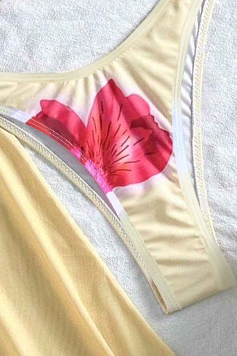 Women's Floral Triangle Cup Halter 3 Piece Bikini Set