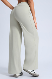 Women's Sports Solid Drawstring Wide-Leg Yoga Pants