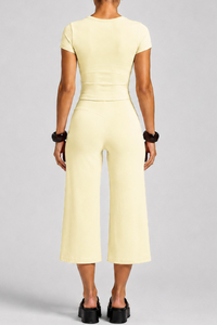 Women's Slim Fit Cropped T-shirt & 7/8 Flared Pant Yoga Set