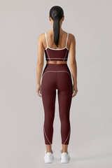 Women's Contrast-Line Bra And Capri Leggings Yoga Set