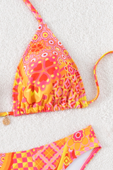 Women's Halter Triangle Cup Printed Bikini Set