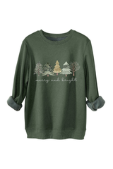 Women's Fall Christmas Tree Print Crew Neck Sweatshirt