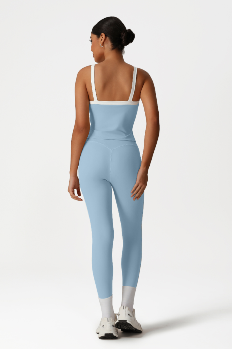 Women High-Waisted Color-Block Butt-Lifting Yoga Set: Vest + 9/10 Leggings