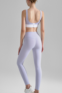 Women's Sports Sets:Color Block Wide Strap Bra And Leggings