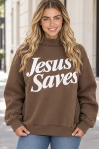 Women's Fall Oversized Letter Print Mockneck Sweatshirt