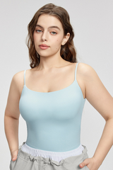 Plus Size Women Thin Strap Bare Feel Cut Out Sport Tank Top