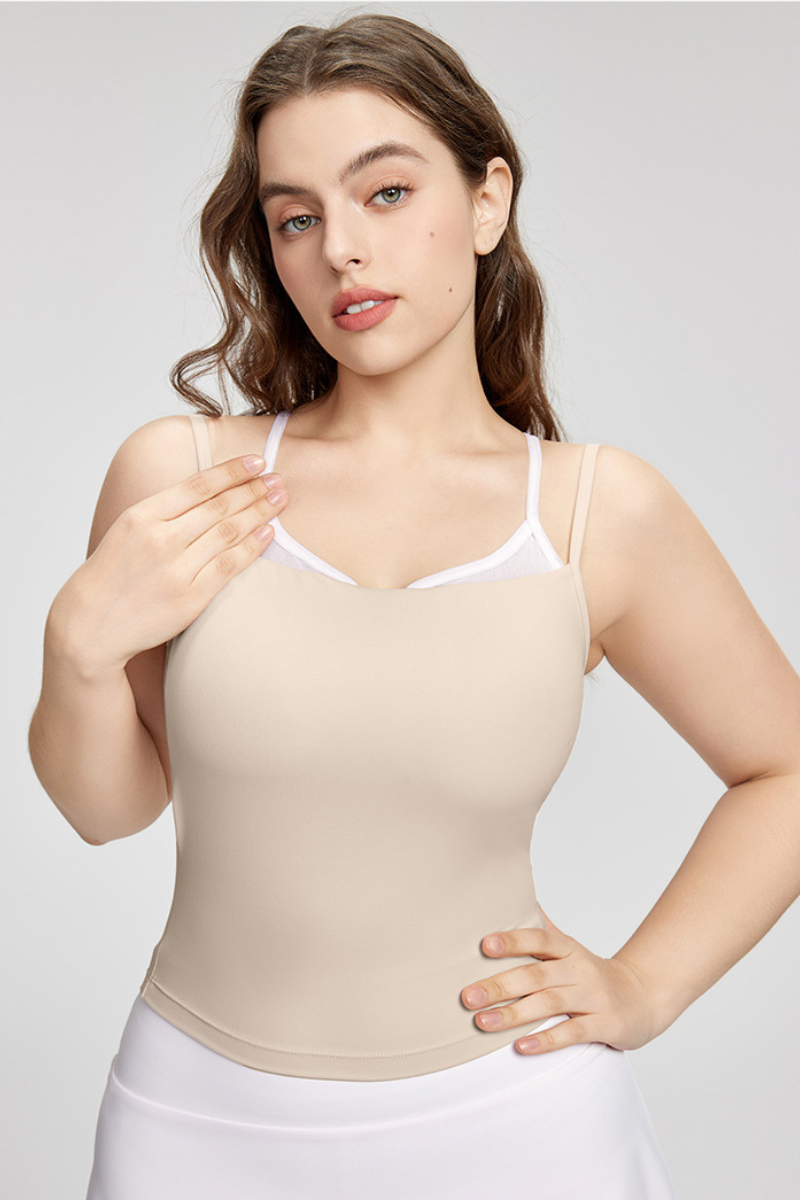 Plus Size Women's Faux Two-Piece Color-Block Sports Tank Top