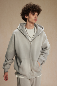 Unisex 360G Heavyweight Washed Distressed Hooded Jacket