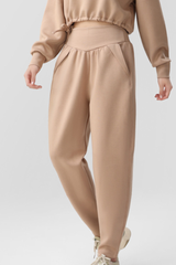 Women's High Rise Joggers with Pleated Waist and Side Pocket