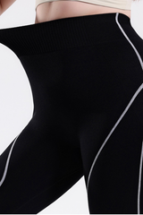 Plus Size Women's High-Waist Contrast Stripes Sport Leggings