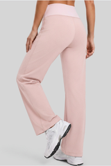 Women's Color‑Block Wide Waist Drawstring Wide Leg Pants