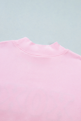 Women's Fall Pink Valentines Day Mock Neck Sweatshirt