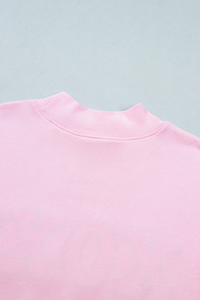 Women's Fall Pink Valentines Day Mock Neck Sweatshirt