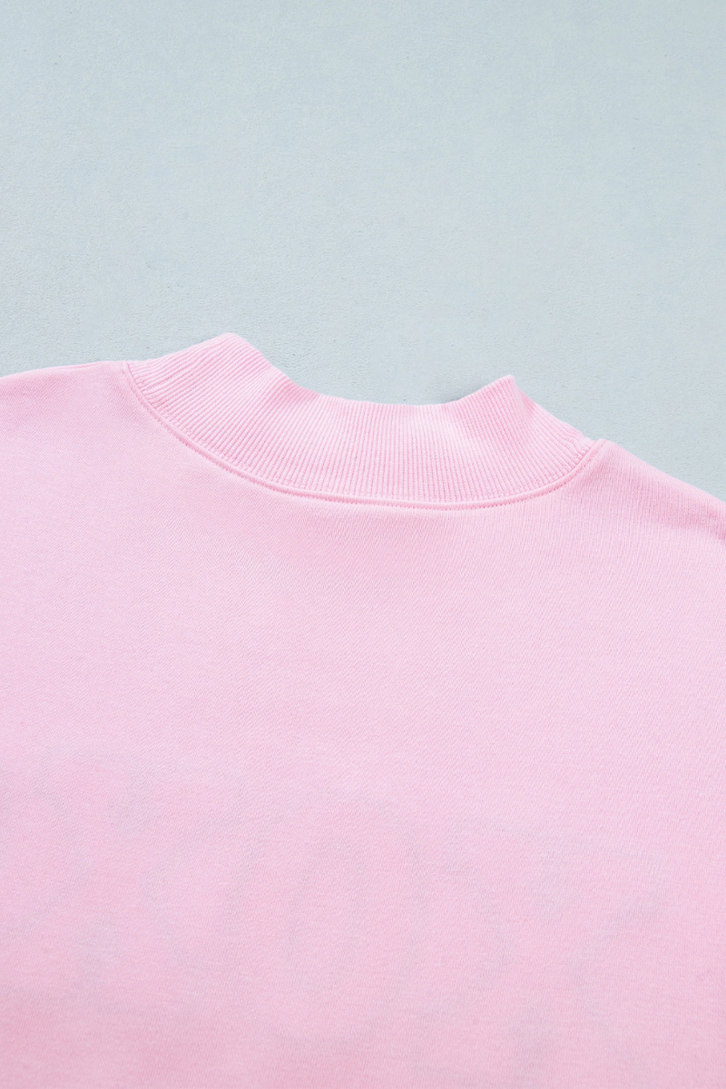 Women's Fall Pink Valentines Day Mock Neck Sweatshirt